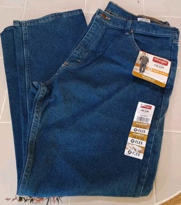 WRANGLER BLUE JEANS 38x32 1097FXVMD RELAJADO FLEX ELÁSTICO ALGODÓN DENIM NUEVO CON ETIQUETAS Foto 1 de 4