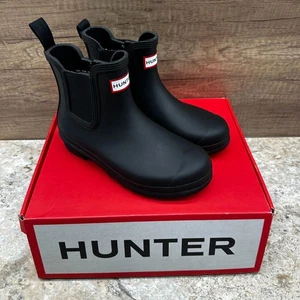 Stivali da pioggia Hunter originali Chelsea donna 7 neri pull on gomma impermeabili - Foto 1 di 13