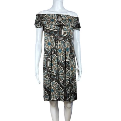 Vestido Batik Bohemio Jax - Hombro Descubierto, Hasta la Rodilla, Talla 6 (Pequeño) Foto 1 de 4