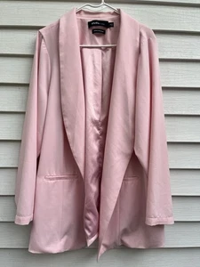 Studio By Torrid Women's Longline Open Front Pink Blazer Jacket Pockets 3 Blush - Picture 1 of 10