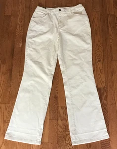 Womens St. John's Bay Sz 12 Stretch Boot Cut Off White Corduroy Pants 32W X 31I - Picture 1 of 12