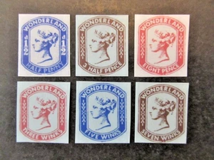 GERALD M KING, ALICE in WONDERLAND QV FANTASY STAMPS, WINKS & P, IMPERF, MNH - Picture 1 of 2