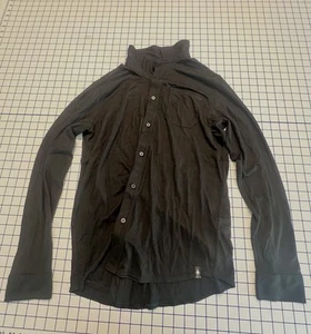 SmartWool Shirt men's Medium Button Up Merino Sport 150 Wool Blend Black Casual - Picture 1 of 5