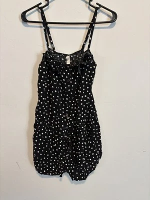 Mameluco Xhilaration Mujer Negro Blanco Lunares con Bolsillos Corbata Cintura Talla S Foto 1 de 4