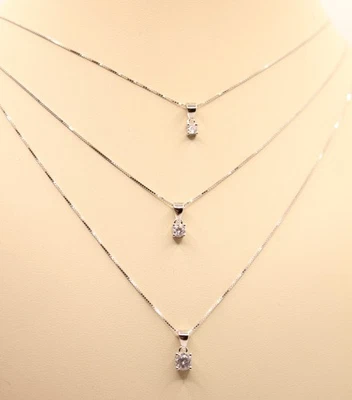 COLLANA ARGENTO A SCALARE TRE PUNTI LUCE ZIRCONI MM 3 MM 4 MM 5 CM 40 45 50 - Immagine 1 di 4