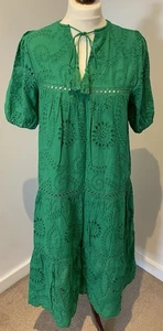 Apricot Kelly Green Broderie Anglais Summer Dress UK Size 10 - Picture 1 of 6