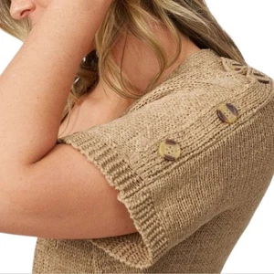 Cable & Gauge Loose Weave Lagenlook Oversized Wheat Sweater Plus Size 2X New - Picture 1 of 7
