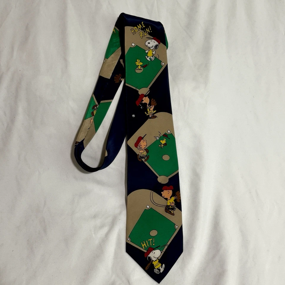 Corbata de béisbol vintage Peanuts - Snoopy, Woodstock, Charlie Brown Foto 1 de 4