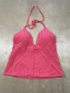 Reaction Kenneth Cole V-Neck Halter Tankini Swim Top Size L Pink NWT - Picture 1 of 10