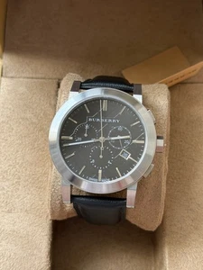 Nuevo reloj para hombre Burberry BU9356 esfera cronógrafo acero cuero negro - Imagen 1 de 7