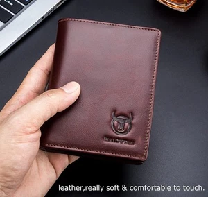 Men's Genuine Leather Wallet Zip Coin ID Pocket Card Holder Purse RFID Blocking - Picture 1 of 8