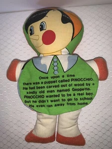 Vintage Dan Dee Pinocchio Plüsch weicher Stoff Flip Story Book Spielzeug Puppe 1979 10 Zoll - Bild 1 von 5