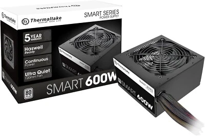 80+ Thermaltake Smart 600W SLI CrossFire Ready ATX12V V2.3  2x PCIe 6pin or 8pin - Image 1 of 4