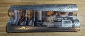 Kitennensu Antiadherente 15" x 6.3" pulgadas Perforado Dos Panes Baguette Sartén Plateada - Imagen 1 de 2