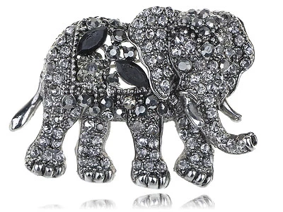 Broche de strass cristal preto rei africano elefante reino animal indiano presente - Imagem 1 de 4