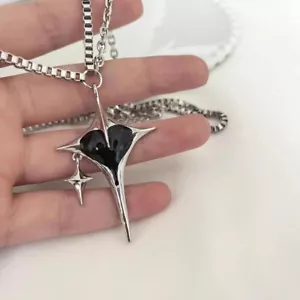 Stunning Gothic Vampire Red Heart Necklace Cross Sword Halloween Jewellery Gift - Picture 1 of 3