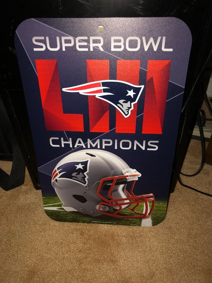 全新英格兰爱国者队 超级碗 LIII 更衣室标志 11x17 塑料 — 第 1/1 张图片