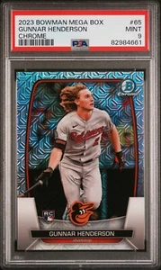 Mega caja Bowman Gunnar Henderson 2023 cromo mojo refractor gema PSA 9 #65 RC - Imagen 1 de 2