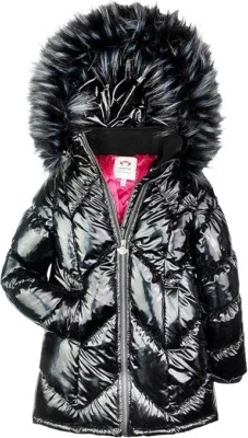 Abrigo acolchado Appaman Nova niños 2T negro aislado cremallera completa piel sintética con capucha QLW644 Foto 1 de 4