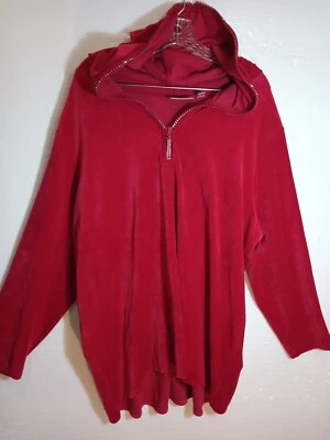 Quacker Factory Size 3X Diamond Zip Jacket Hoodie Red Rhinestone - Image 1 of 4