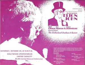 Bellissimo volantino a mano concerto ELTON JOHN Hollywood 1973 - Foto 1 di 1