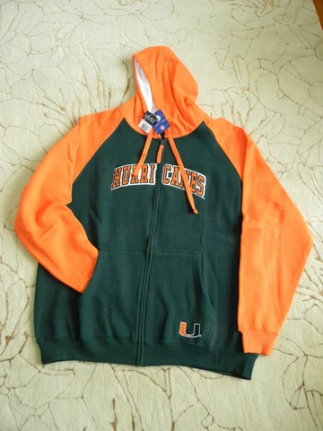 New With Tags Old Varsity Brand Miami Hurricanes Fleece Hooded Zip Jacket XXL Cover
