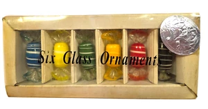 Vintage Royal Imports Set of 6 Blown Glass Candy Christmas Tree Ornaments - Picture 1 of 6