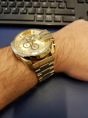 NEW GENUINE DIESEL MEGA CHEF DZ4360 YELLOW GOLD STAINLESS STEEL MENS WATCH GIFT - Image 1 of 4