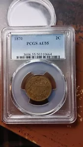 1870 Two Cent Piece 2C PCGS AU55 Nice Original Type 4917 - Picture 1 of 4