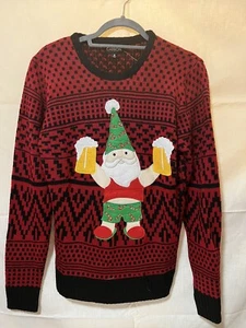 Carbon Ugly Christmas Sweater Men's Small Santa Claus Beer Party Sweater Gnome - Picture 1 of 4