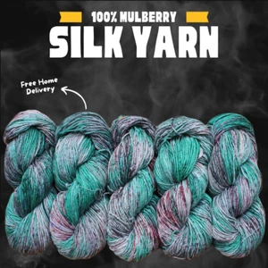 3 x 100 grams Hanks - Fingering Weight Silk Yarn - 600 Yards - Multi Color 5 - Picture 1 of 1