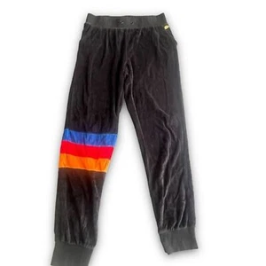 C&C California Black Velour Rainbow Joggers Size Large Lounge - Picture 1 of 11