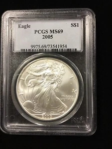 2005 $1 American Silver Eagle 1oz Dollar PCGS MS69 - Picture 1 of 4