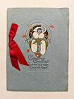 1920S Art Deco Flapper Girl W Redbirds Ribbon Paint Large Christmas Card + Env