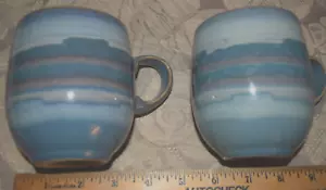 Coastal Decor 2 Denby AZURE COAST Large Curve Coffee Cups Mugs 4”H England 13oz - Picture 1 of 5