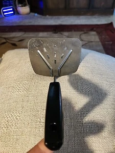 Vtg Foley Script Wide Slotted Spatula Pancake Flipper Stainless Black Handle - Picture 1 of 6
