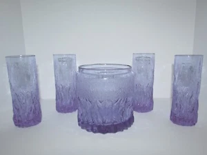 Vintage Alexandrite Neodymium Art Glass Barware Set Glasses Ice Bucket 1100 - Picture 1 of 11