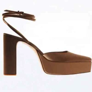 NWT Zara Size 10 Brown High Heeled Platform Shoes - Picture 1 of 5