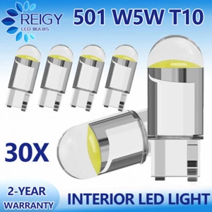 30X T10 194 168 W5W 2825 COB LED License Plate Interior Light Bulbs 6000K White - Picture 1 of 9