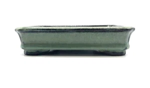 Japanese Bonsai Pot SHUNZAIDO 春在堂 Rectangular Glazed Green Width 6.3in (16cm ) - Picture 1 of 18