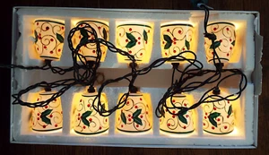 Holiday Elegance White Ceramic Bells Christmas Lights Holly Berry Indoor Outdoor - Picture 1 of 6