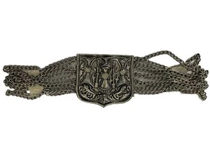 Accessocraft Silber großer mittelalterlicher Revival Repousse Vintage-Kettengürtel 27,5"" Taille - Bild 1 von 5