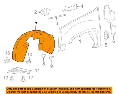 GM OEM 11-14 Silverado 2500 HD Fender Fender Components-Fender Liner 22739801 - Image 1 of 2