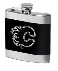 CALGARY FLAMES FLASK ~ 8oz. STAINLESS STEEL LASER ENGRAVED - Picture 1 of 1