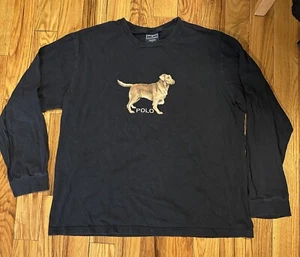Polo Sport Ralph Lauren Golden Retriever Shirt Long Sleeve Tee Black Men's XL - Picture 1 of 4