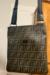Fendi Flat Front Pocket Messenger Bag Zucca Coated Canvas Medium in BROWN - Picture 1 of 3