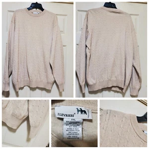 I Levrieri Sweater Men XXL Beige Cashmere Wool Blend Cable Knit Pullover Minimal - Picture 1 of 13