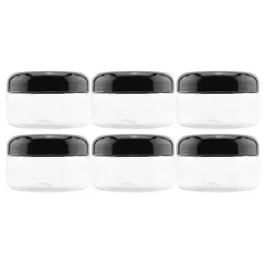 Clear Plastic Jars with Black Plastic Lids 6pk, 8oz Size, BPA Free PET Storage - Picture 1 of 8