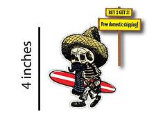 Day of the Dead Walking Skeleton Surfer Paddle Board Car Truck Sticker Decal P95