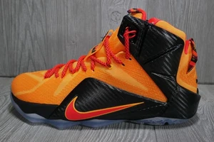 New Nike LeBron 12 Laser Orange Bright Crimson The Land Men's 10.5 684593-830 - Picture 1 of 6